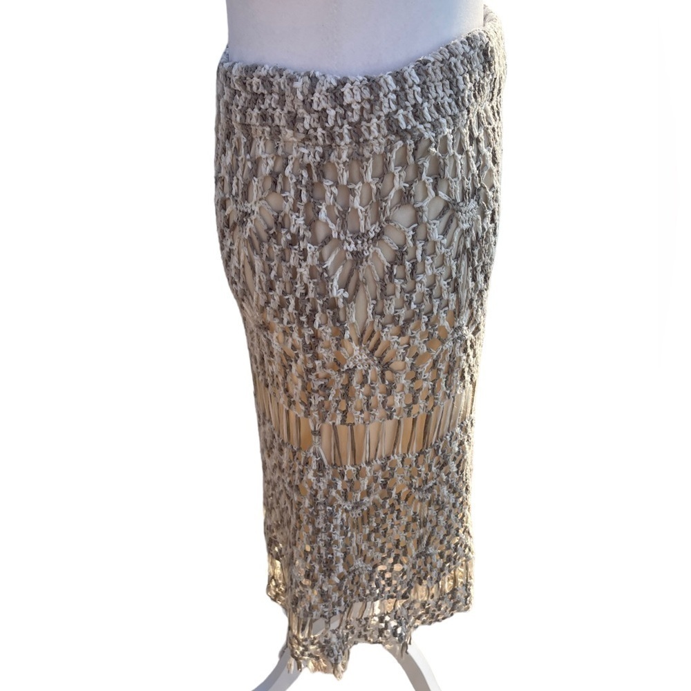 Boston Proper Crochet Midi Skirt, spring, summer, cream, Size Medium - Picture 8 of 10